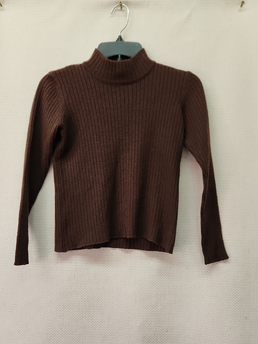 Ribbed Cowl Neck Sweater in Chocolate Brown